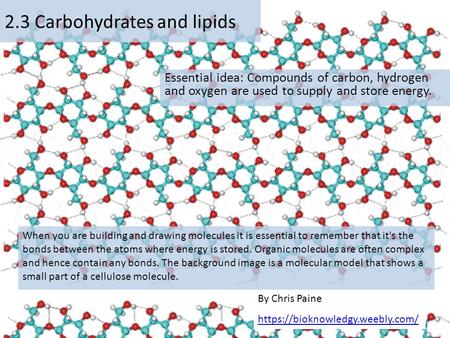2.3 Carbohydrates and lipids