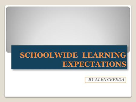SCHOOLWIDE LEARNING EXPECTATIONS BY ALEX CEPEDA. A1:We are catholic Christians who know the teachings and traditions of the Catholic church.