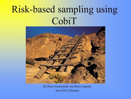 Risk-based sampling using CobiT By Rune Johannessen and Børre Lagesen June 2005 Lithuania.