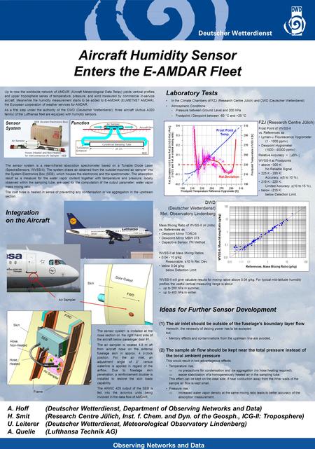 Observing Networks and Data Aircraft Humidity Sensor Enters the E-AMDAR Fleet A. Hoff (Deutscher Wetterdienst, Department of Observing Networks and Data)