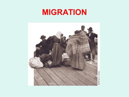 MIGRATION. Migration the movement of people from one place or region to another.