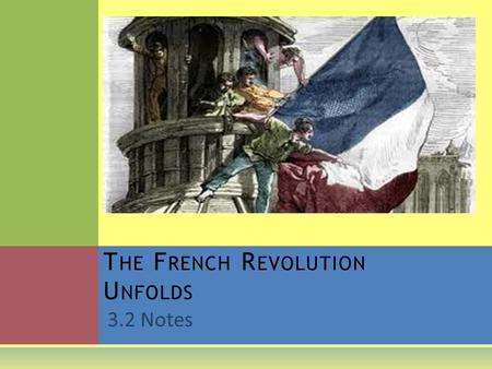 3.2 Notes T HE F RENCH R EVOLUTION U NFOLDS. I. P OLITICAL C RISIS L EADS TO R EVOLT  National Assembly (1789-1791) the 1 st and moderate phase of the.