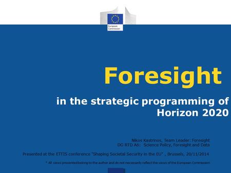 Foresight in the strategic programming of Horizon 2020