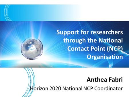 Anthea Fabri Horizon 2020 National NCP Coordinator
