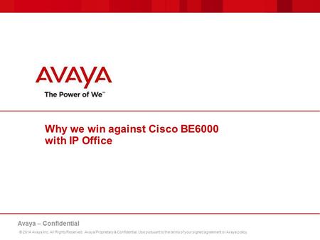 Why we win against Cisco BE6000