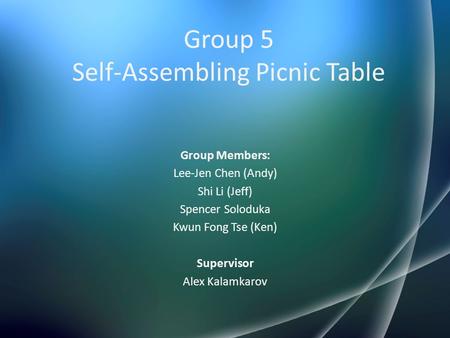 Group 5 Self-Assembling Picnic Table
