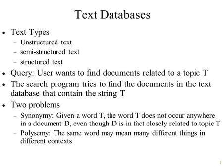 Text Databases Text Types