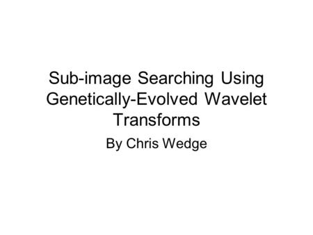 Sub-image Searching Using Genetically-Evolved Wavelet Transforms By Chris Wedge.