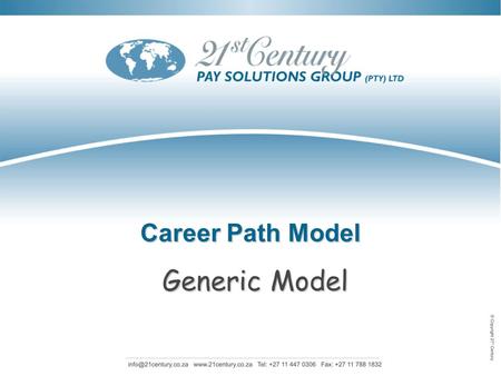 Career Path Model Generic Model.