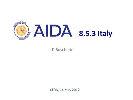 CERN, 14 May 2012 8.5.3 Italy D.Boscherini. Budget disponibile CapitolokE Consumo75 M.E.20 Personale25 Totale120.