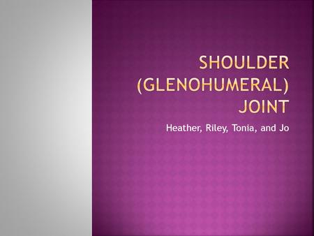 Shoulder (Glenohumeral) Joint