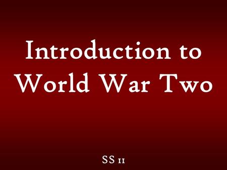 Introduction to World War Two