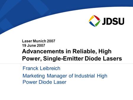 Marketing Manager of Industrial High Power Diode Laser