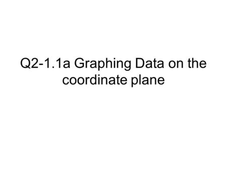 Q2-1.1a Graphing Data on the coordinate plane