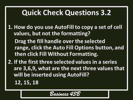 Quick Check Questions 3.2 Business 43B