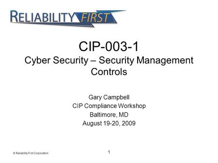 CIP Cyber Security – Security Management Controls
