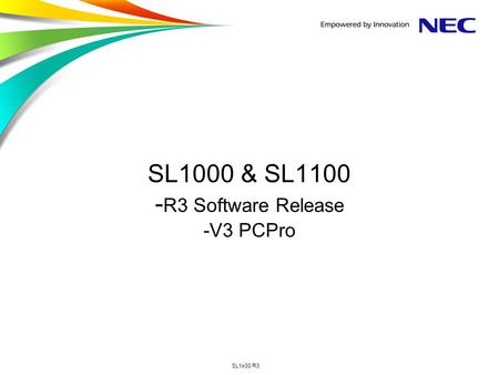 SL1000 & SL1100 -R3 Software Release -V3 PCPro