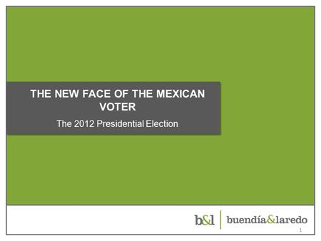 1 THE NEW FACE OF THE MEXICAN VOTER The 2012 Presidential Election.