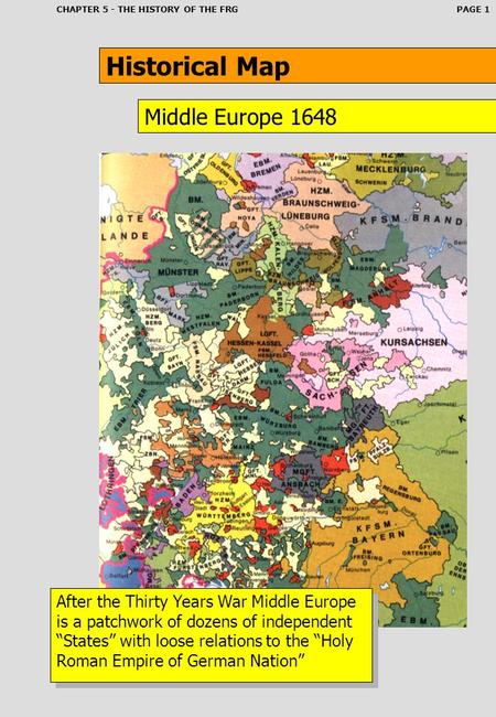 Historical Map Middle Europe 1648