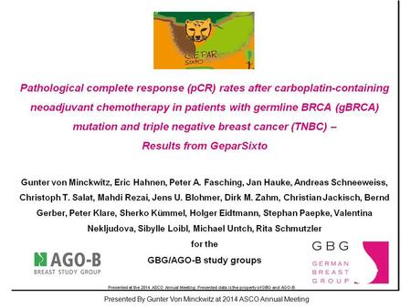 Pathological complete response (pCR) rates after carboplatin-containing neoadjuvant chemotherapy in patients with germline BRCA (gBRCA) mutation and triple.