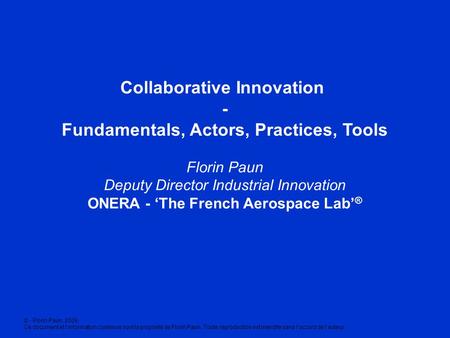 Collaborative Innovation - Fundamentals, Actors, Practices, Tools