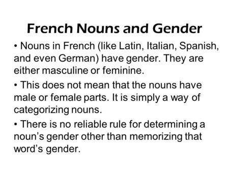French Nouns and Gender