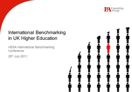 International Benchmarking in UK Higher Education HESA International Benchmarking Conference 20 th July 2011.