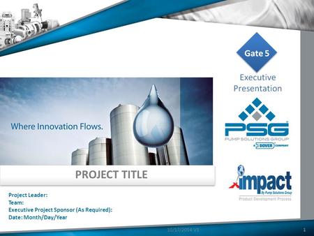 PROJECT TITLE Project Leader: Team: Executive Project Sponsor (As Required): Date: Month/Day/Year 110/17/2014 V1.