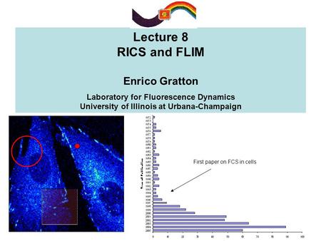Lecture 8 RICS and FLIM Enrico Gratton Laboratory for Fluorescence Dynamics University of Illinois at Urbana-Champaign First paper on FCS in cells.