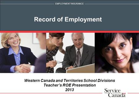 Record of Employment Western Canada and Territories School Divisions