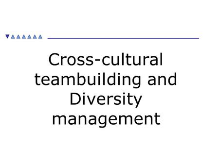 Cross-cultural teambuilding and Diversity management