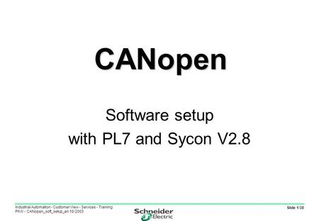 Software setup with PL7 and Sycon V2.8