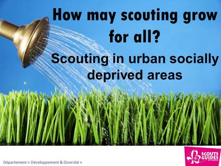 Département « Développement & Diversité » How may scouting grow for all? Scouting in urban socially deprived areas.