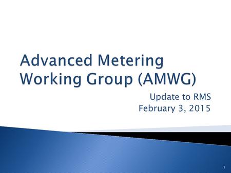 Update to RMS February 3, 2015 1.  2015 AMWG Leadership ◦ Esther Kent (CNP) and John Schatz (TXU), by affirmation, return as co-chairs  2015 AMWG Goals.