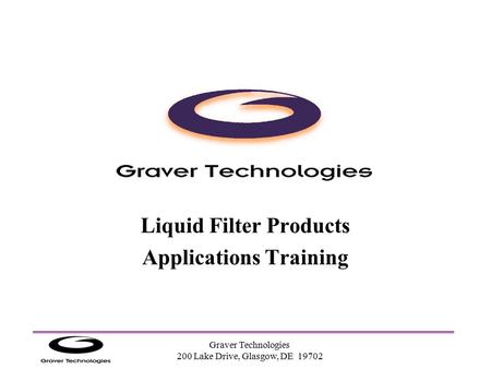 Liquid Filter Products Applications Training