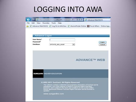 1 LOGGING INTO AWA. CONFIDENTIALITY NOTICE 2 CHANGE PASSWORD 3.