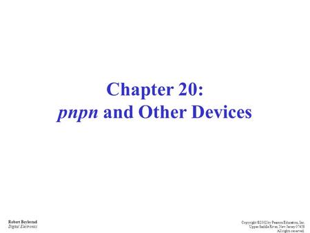 Chapter 20: pnpn and Other Devices