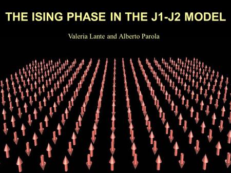 THE ISING PHASE IN THE J1-J2 MODEL Valeria Lante and Alberto Parola.