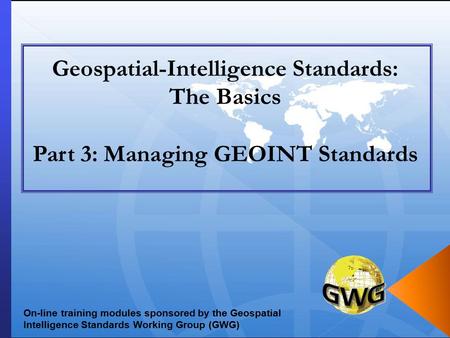 Geospatial-Intelligence Standards: The Basics