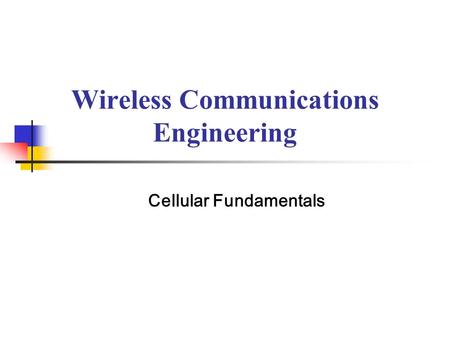 Wireless Communications Engineering