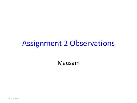 Assignment 2 Observations