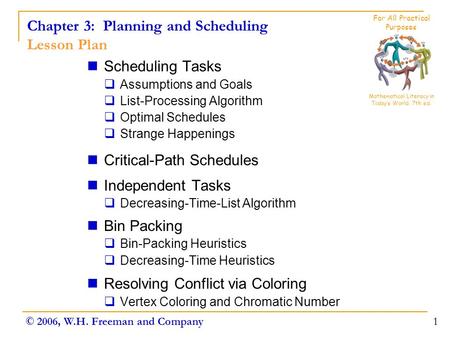 Chapter 3: Planning and Scheduling Lesson Plan