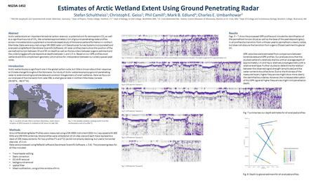 Estimates of Arctic Wetland Extent Using Ground Penetrating Radar Stefan Schultheiss 1 ; Christoph E. Geiss 2 ; Phil Camill 5 ; Mark B. Edlund 4 ; Charles.
