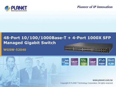 48-Port 10/100/1000Base-T + 4-Port 1000X SFP Managed Gigabit Switch WGSW-52040.