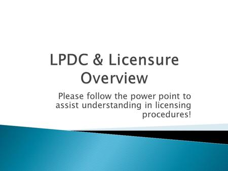 Please follow the power point to assist understanding in licensing procedures!