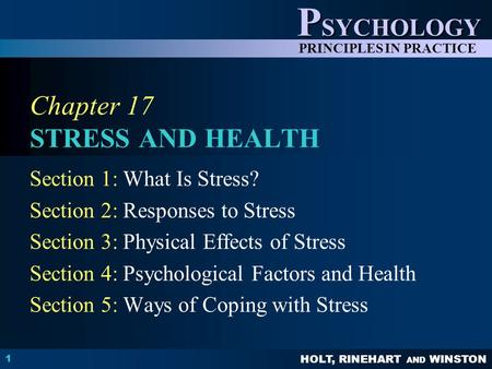 Chapter 17 STRESS AND HEALTH
