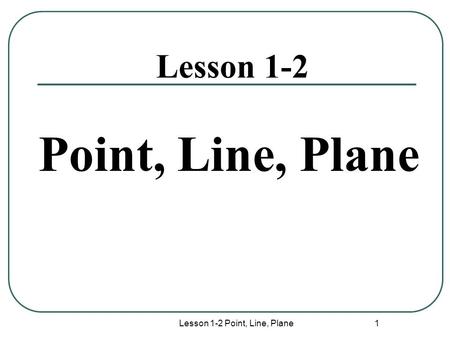 Lesson 1-2 Point, Line, Plane