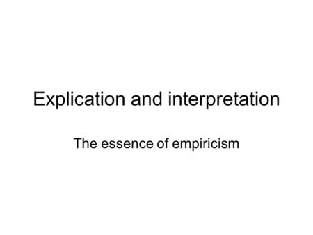 Explication and interpretation