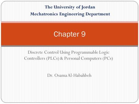 The University of Jordan Mechatronics Engineering Department