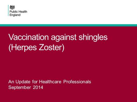 Vaccination against shingles (Herpes Zoster) An Update for Healthcare Professionals September 2014.
